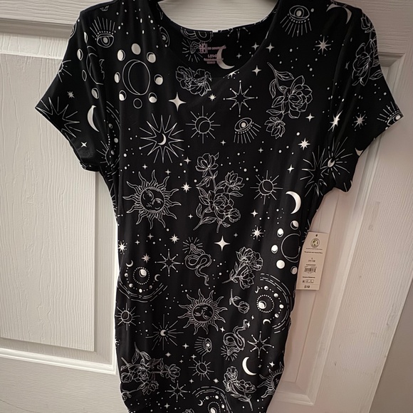 No Boundaries Short Sleeve Side Ruched Celestial Dress - Picture 1 of 2